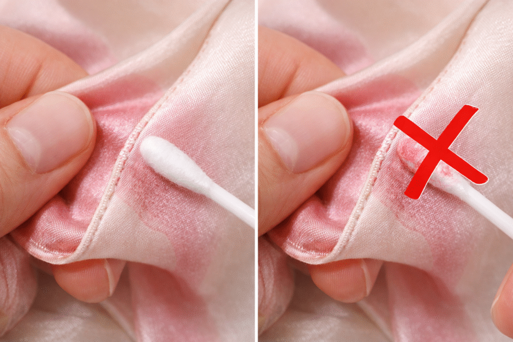 How to test silk scarf for colorfastness using a wet cotton swab