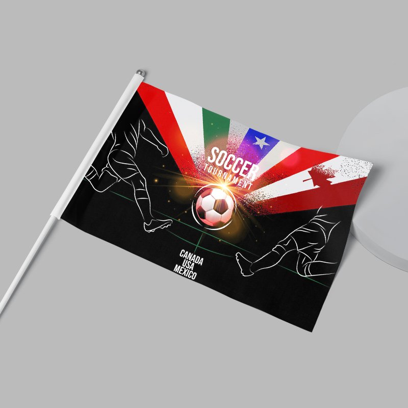 Custom mini flags on a stick and large hand held flags manufacturing process