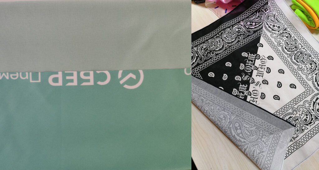 The Real Cost of Custom Bandanas: A Manufacturer's Honest Price Breakdown (Fabric, Print & Finish) 3 Raw edge seamless bandana vs hemmed edge finish close up detail