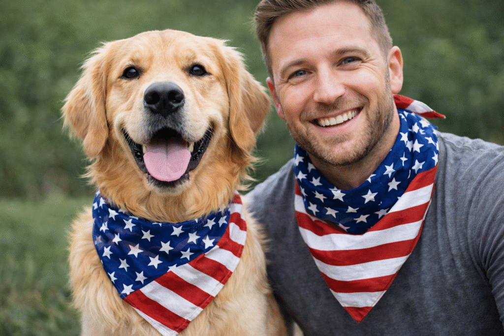 More Than Just Stars & Stripes: The Ultimate Guide to Finding a USA Bandana That Can Actually Handle an Adventure 5 Golden Retriever dog wearing cute stars and stripes American flag bandana
