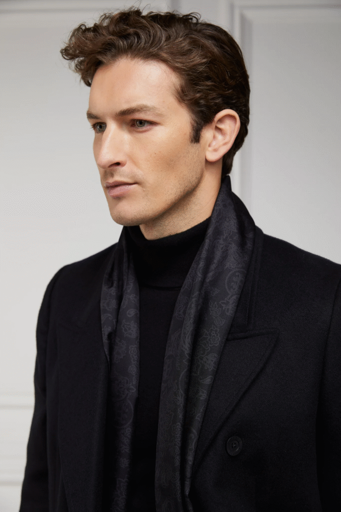 The Ultimate Guide to the Black Silk Scarf Why It’s the “Little Black Dress” of Accessories 4 black silk scarf for men