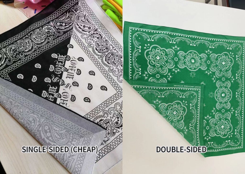The Ultimate Guide to the Cotton Paisley Bandana: Why 100% Cotton and Double-Sided Prints Matter 3 double sided vs single sided printed bandana comparison