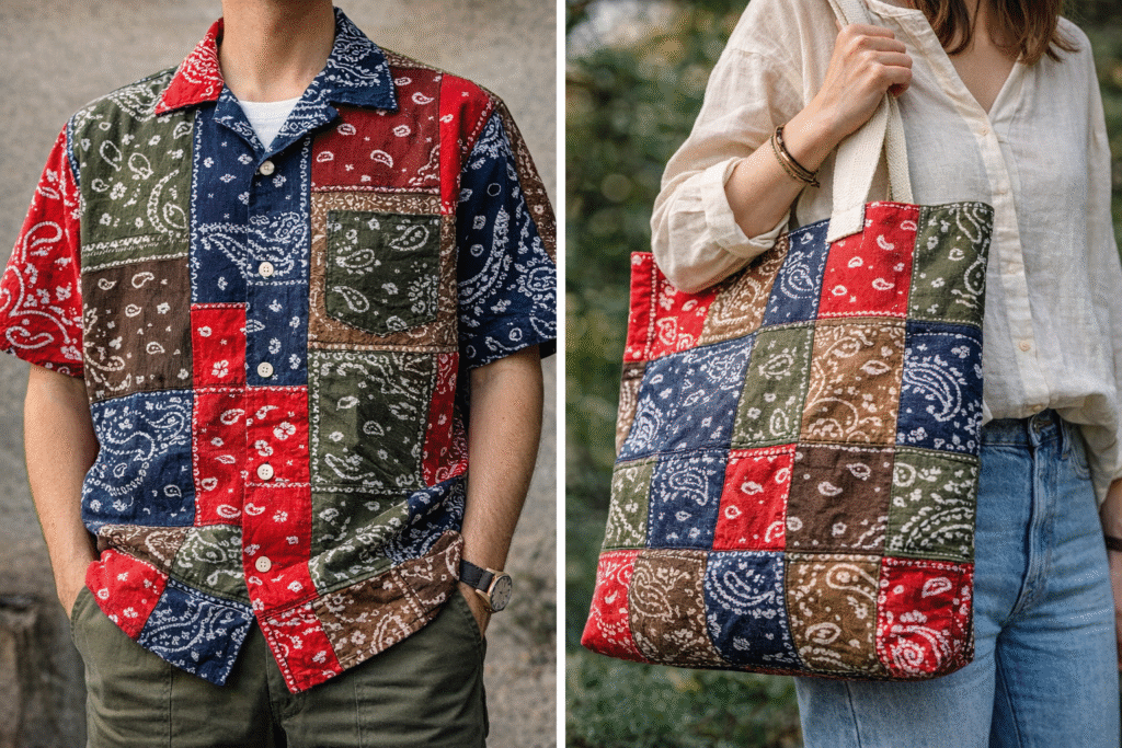 The Ultimate Guide to the Cotton Paisley Bandana: Why 100% Cotton and Double-Sided Prints Matter 5 upcycled patchwork paisley bandana shirt design